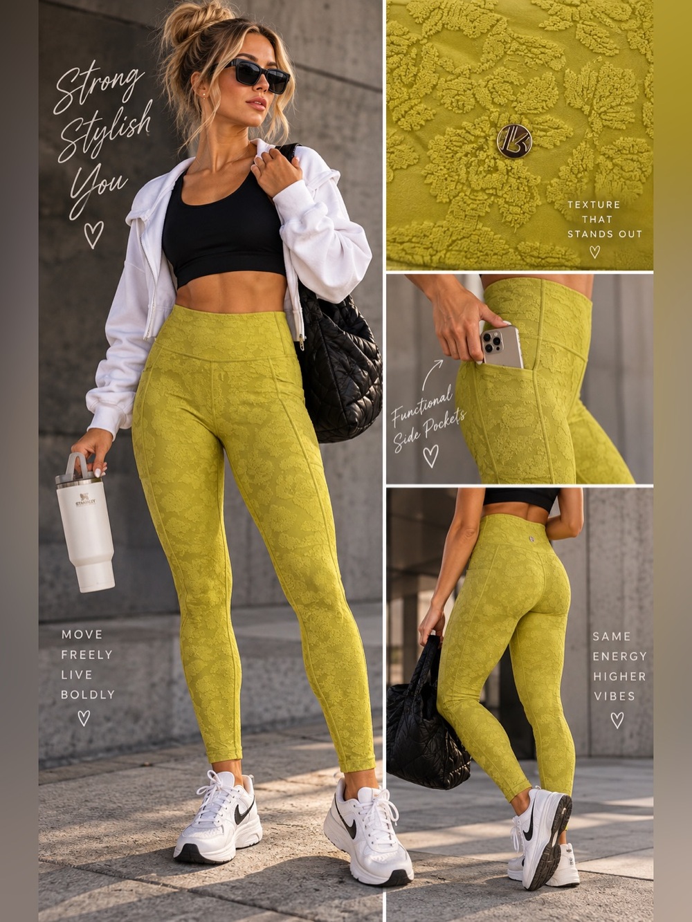 BuffBunny Neon Green High-Waist Textured Leggings